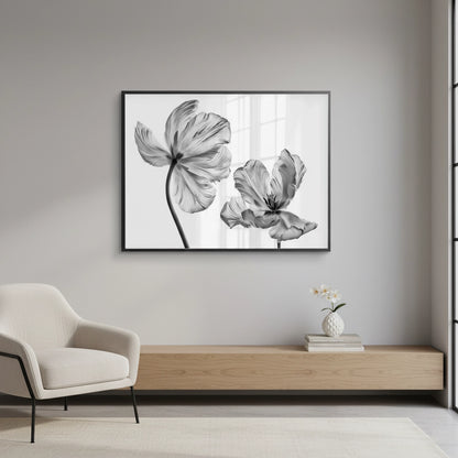 Minimalist Black and White Tulip - Fine Art