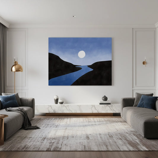 Minimalist Blue River - Canvas