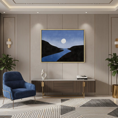 Minimalist Blue River - Canvas