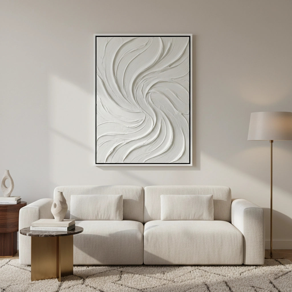 2Minimalist Cream Wave Painting #MCWA440
