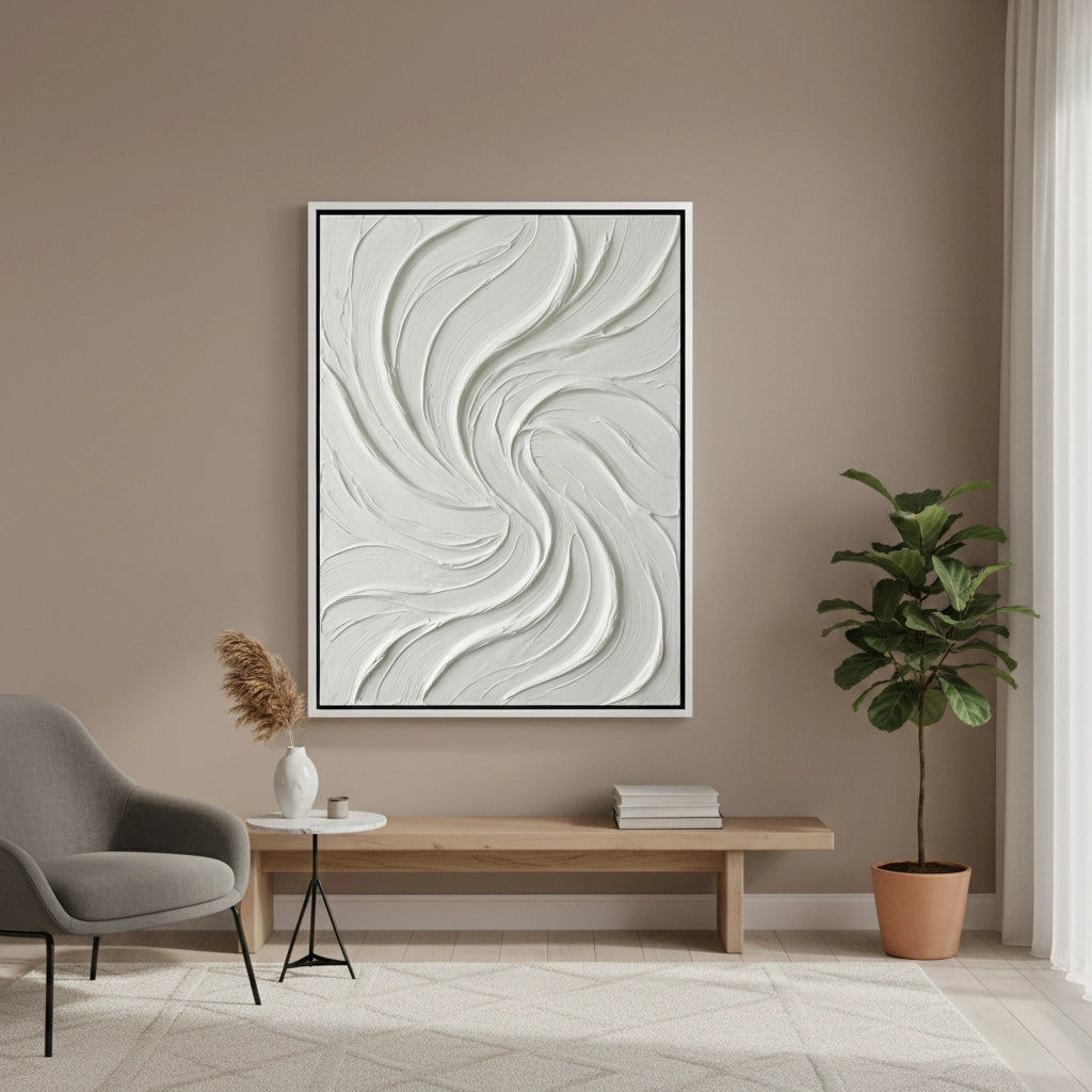 2Minimalist Cream Wave Painting #MCWA440