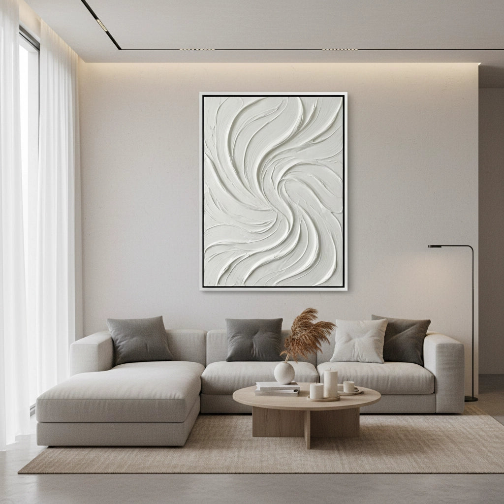 2Minimalist Cream Wave Painting #MCWA440