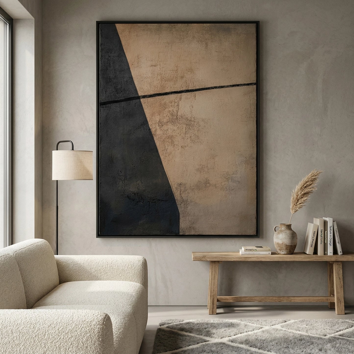 2Minimalist Divide modern art print, luxury living room decoration, UAE interior style