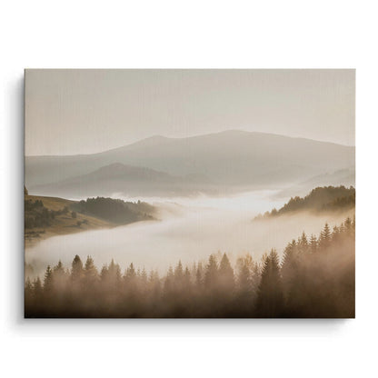 Minimalist Foggy Pine Landscape - Canvas