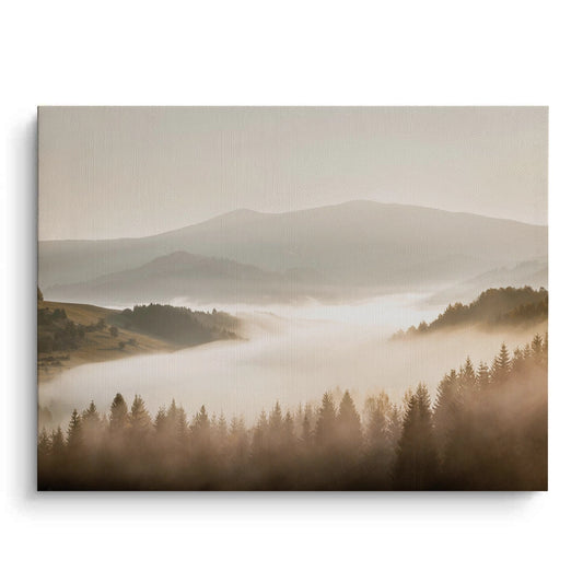 Minimalist Foggy Pine Landscape - Canvas