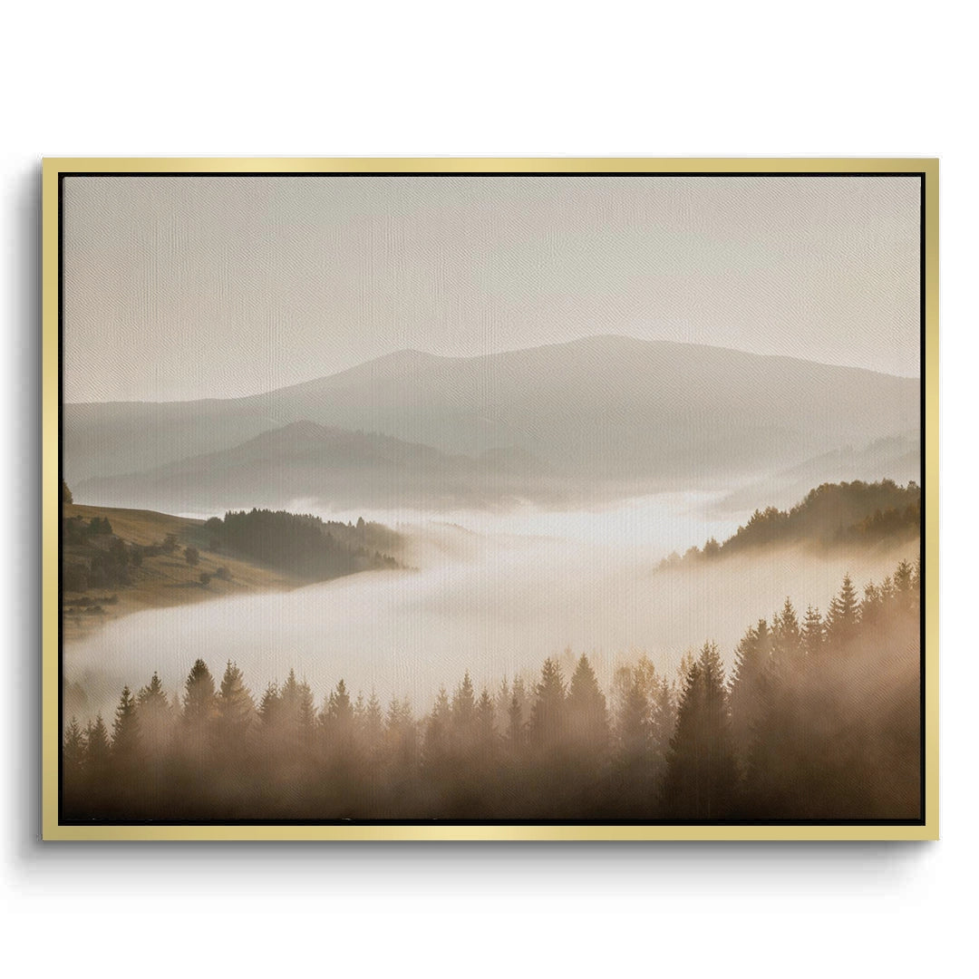 2Minimalist Foggy Pine Landscape - Canvas