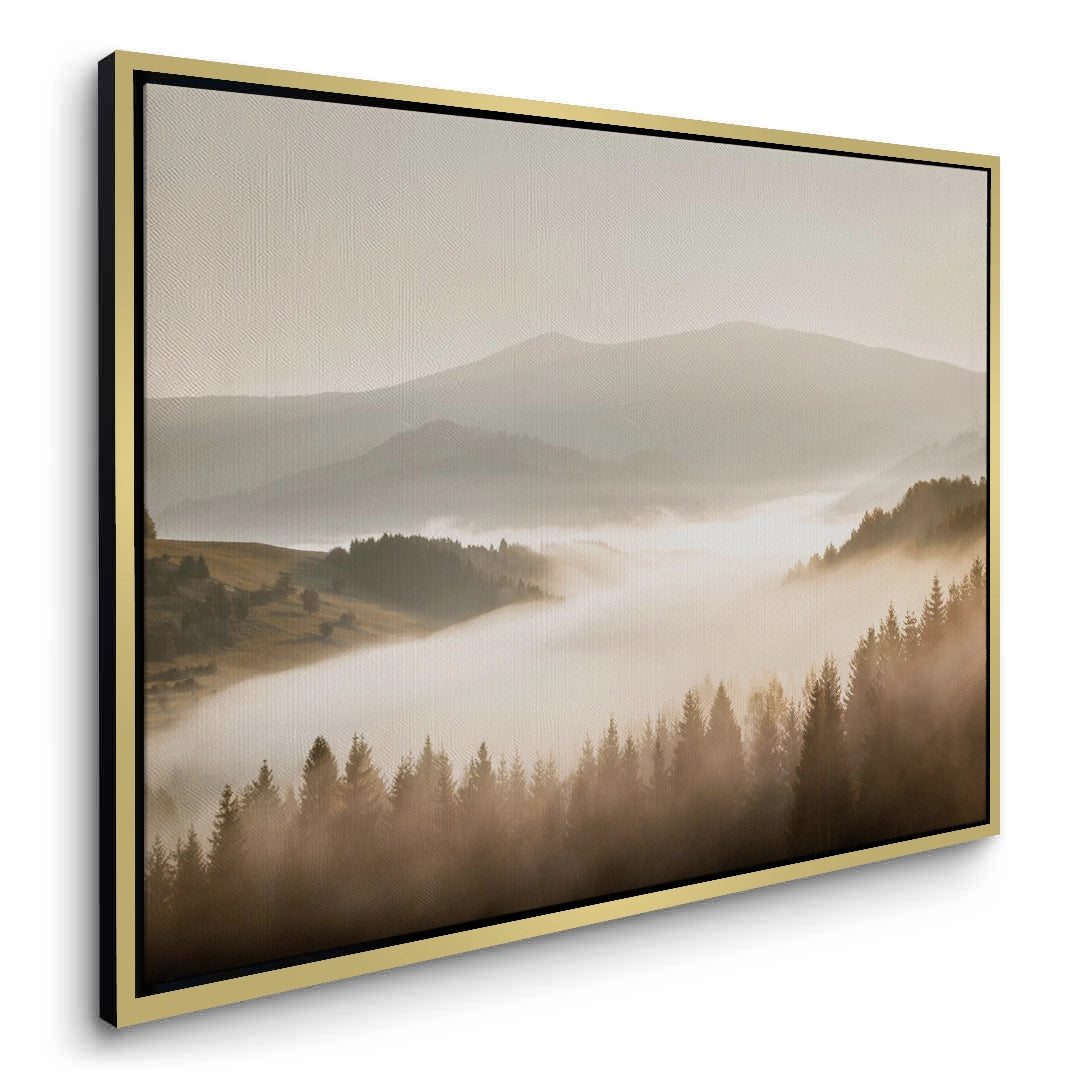 2Minimalist Foggy Pine Landscape - Canvas