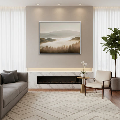 Minimalist Foggy Pine Landscape - Canvas