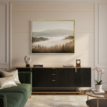 Minimalist Foggy Pine Landscape - Canvas