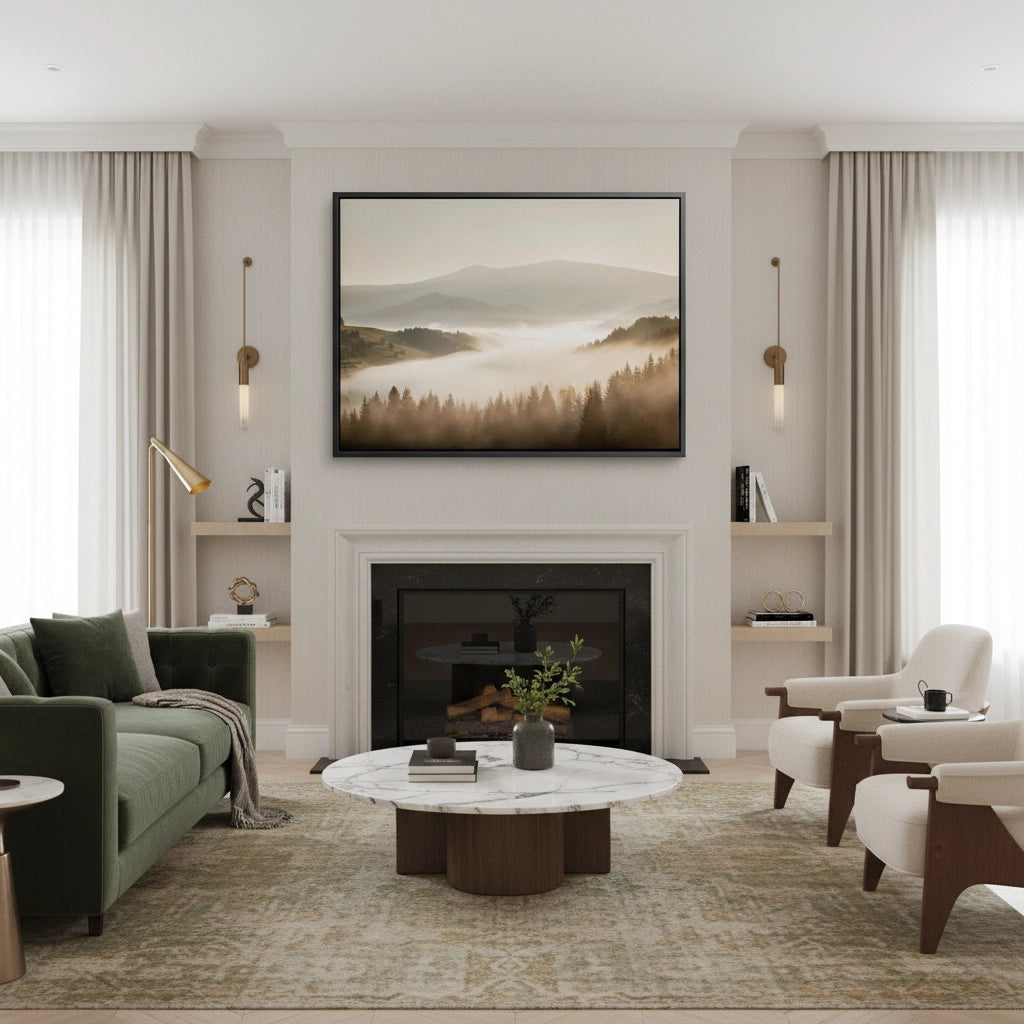 2Minimalist Foggy Pine Landscape - Canvas