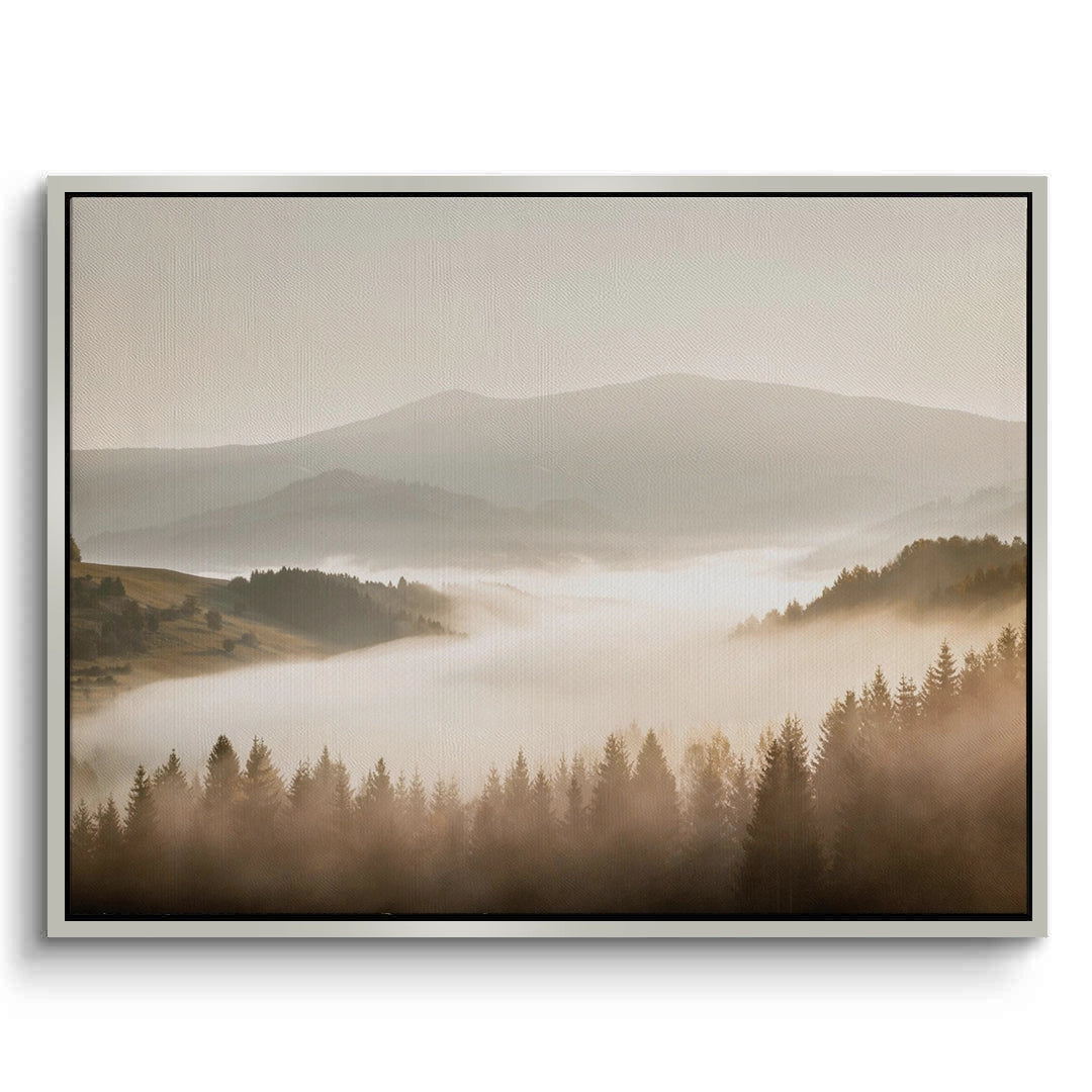 2Minimalist Foggy Pine Landscape - Canvas
