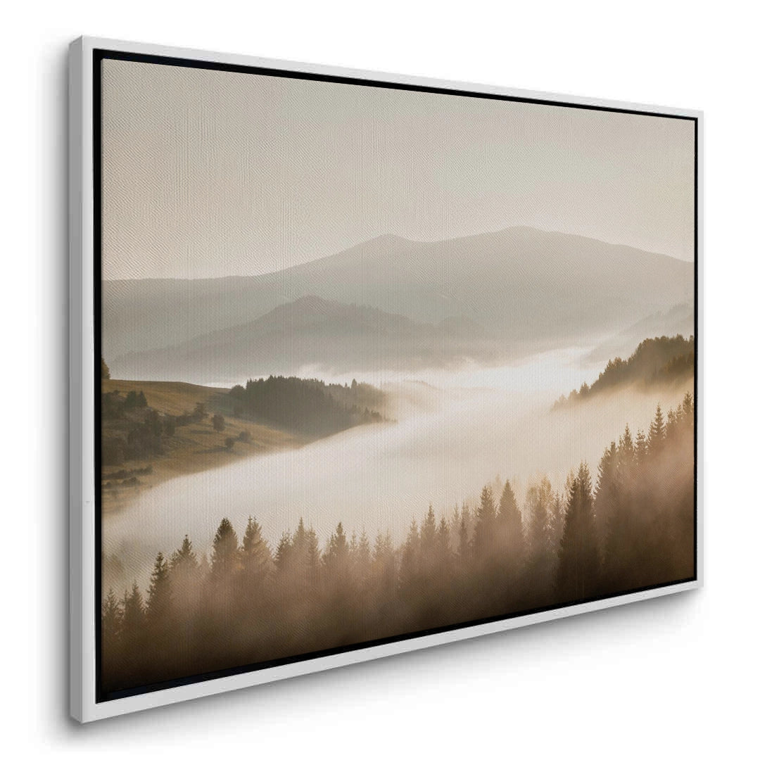 2Minimalist Foggy Pine Landscape - Canvas