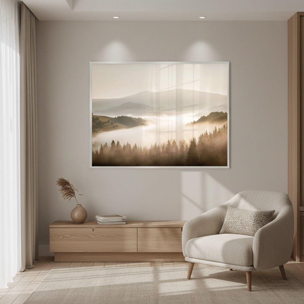 2Minimalist Foggy Pine Landscape - Fine Art