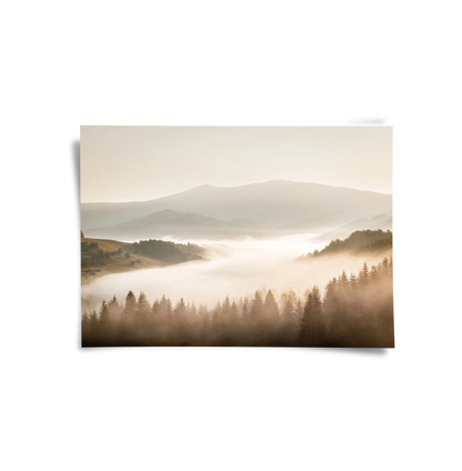 Minimalist Foggy Pine Landscape - Poster