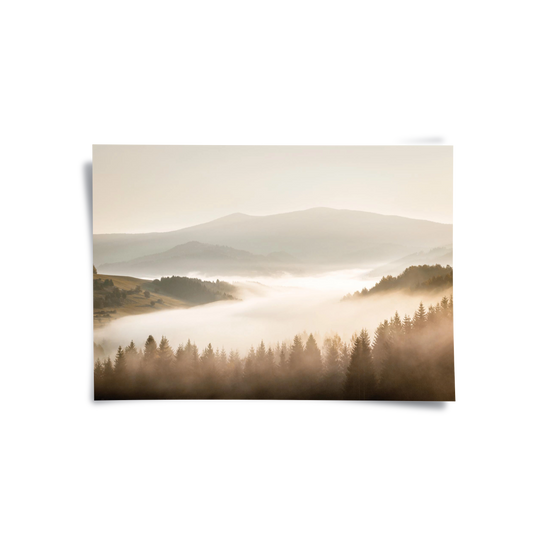 Minimalist Foggy Pine Landscape - Poster