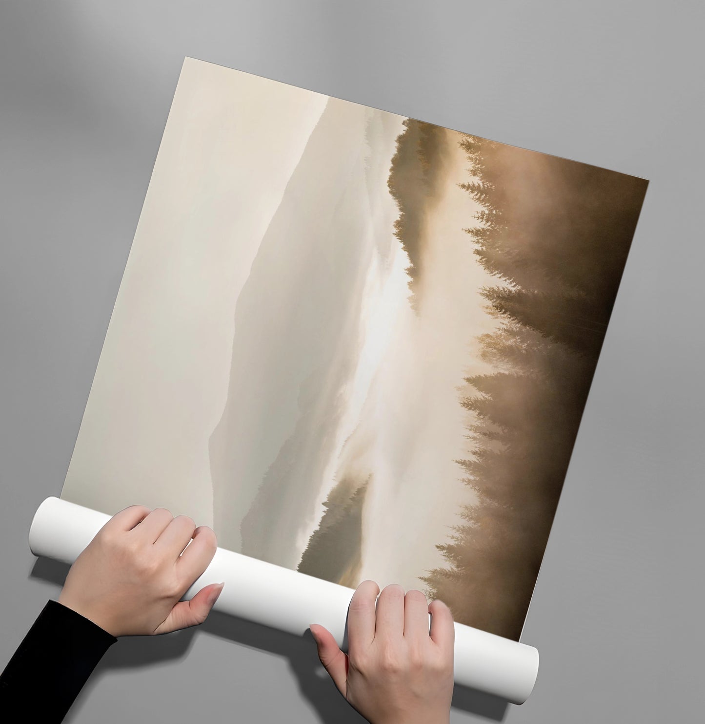 2Minimalist Foggy Pine Landscape - Poster