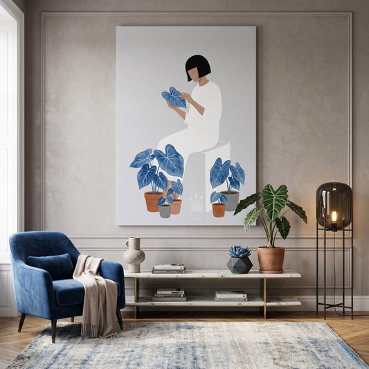 Minimalist Girl and Botanicals - Canvas