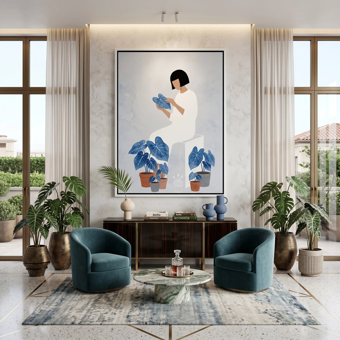 2Minimalist Girl and Botanicals - Canvas