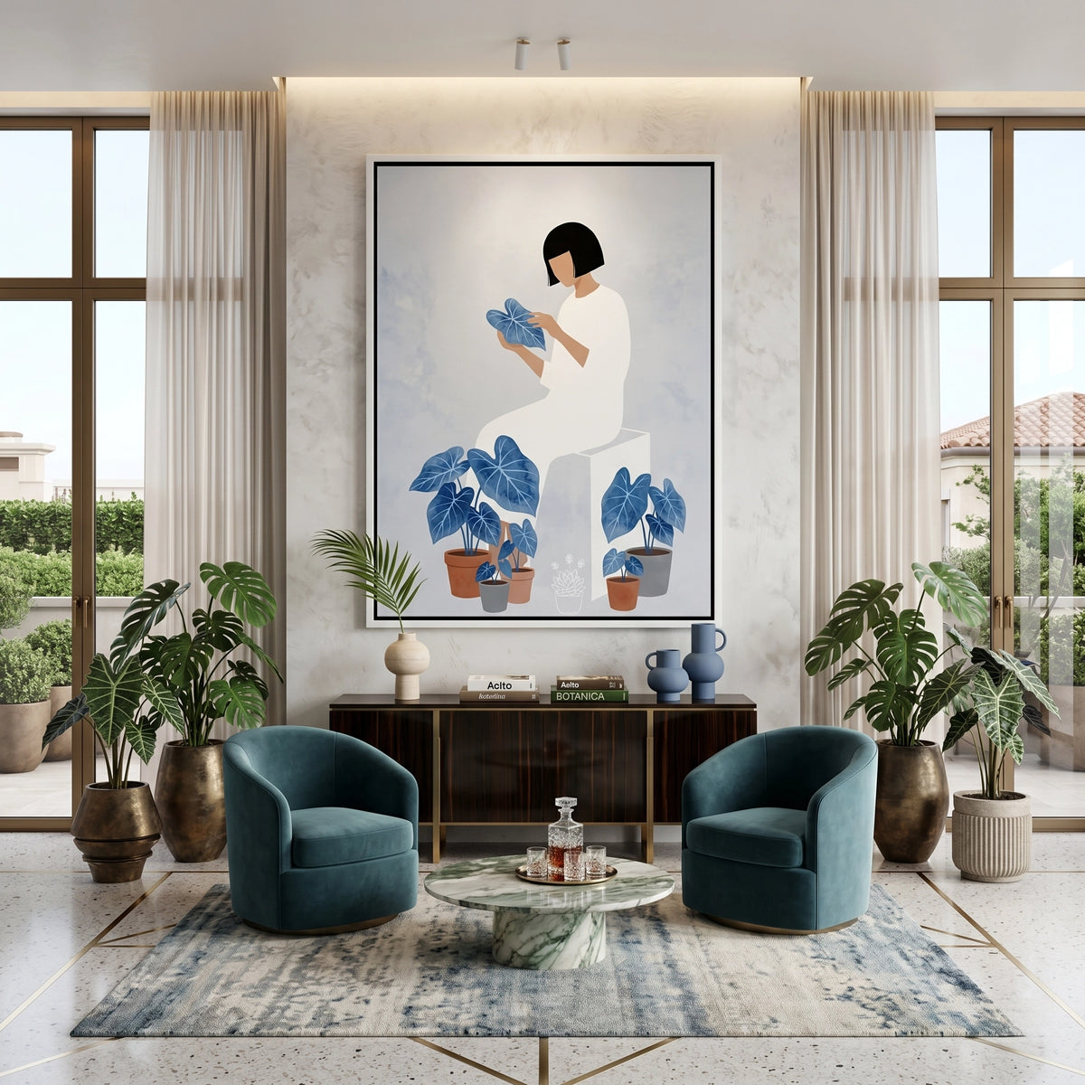 Minimalist Girl and Botanicals - Canvas