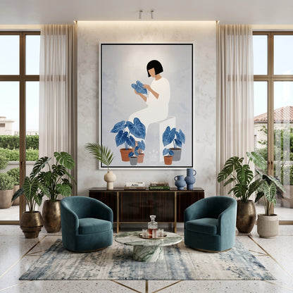 Minimalist Girl and Botanicals - Canvas