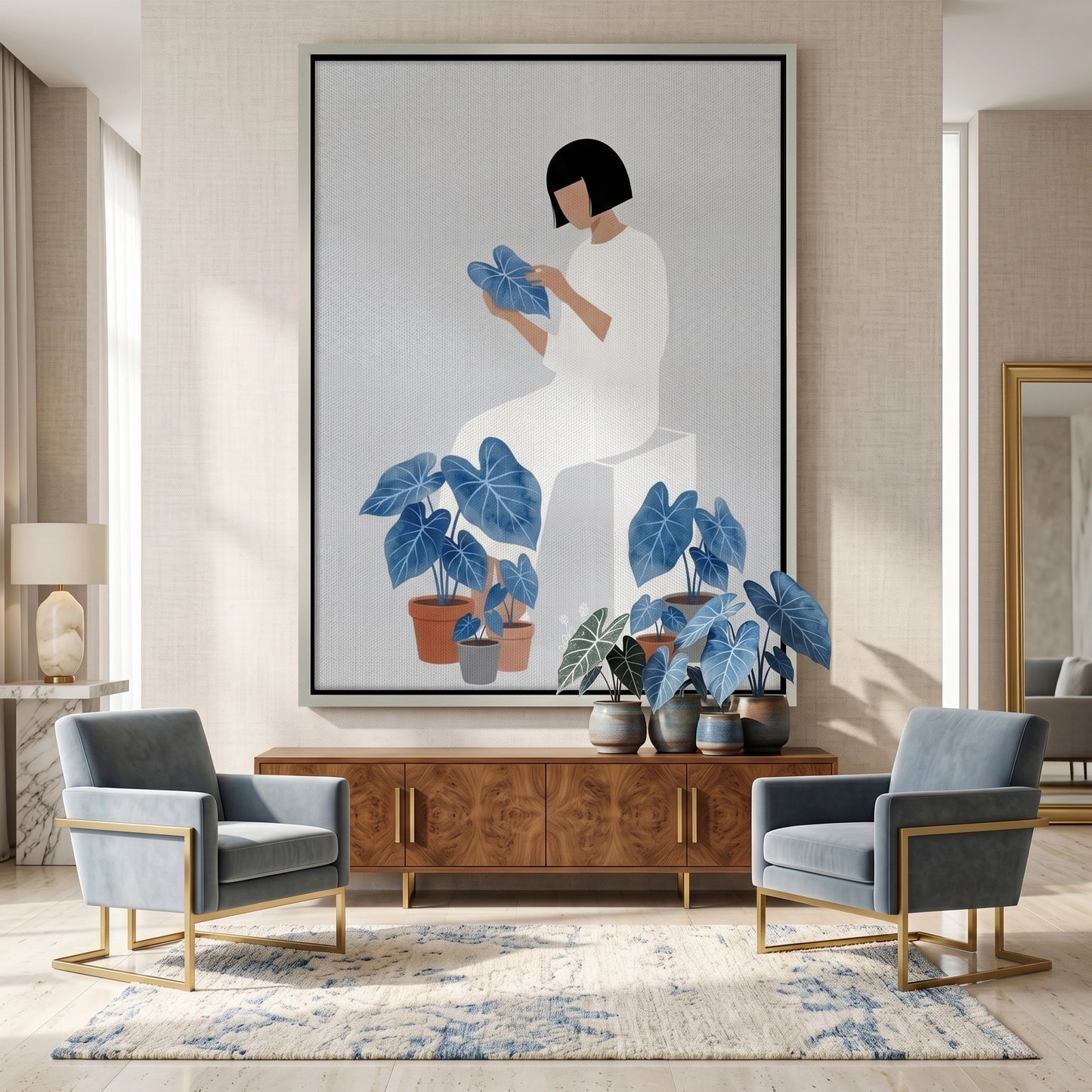 2Minimalist Girl and Botanicals - Canvas