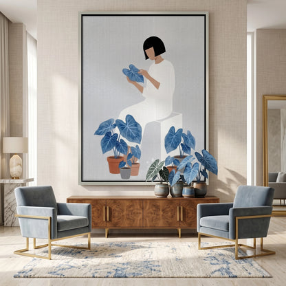 Minimalist Girl and Botanicals - Canvas