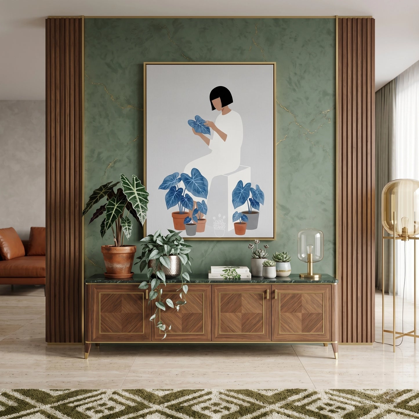 2Minimalist Girl and Botanicals - Canvas