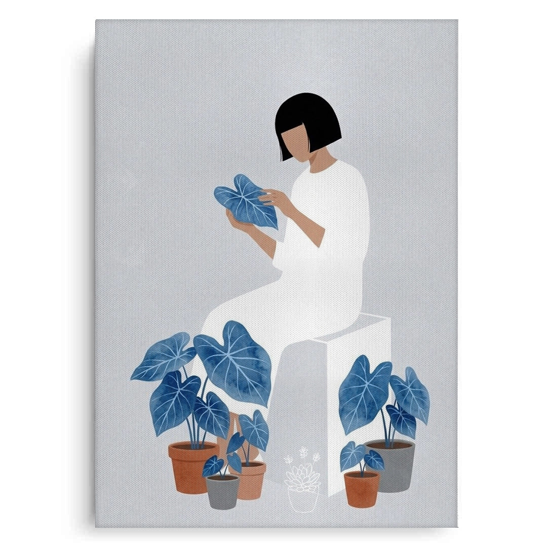 2Minimalist Girl and Botanicals - Canvas