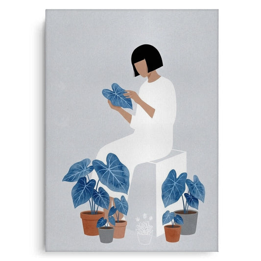 Minimalist Girl and Botanicals - Canvas