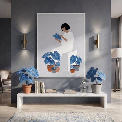 Minimalist Girl and Botanicals - Fine Art