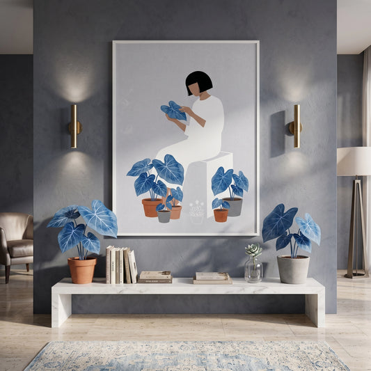 Minimalist Girl and Botanicals - Fine Art