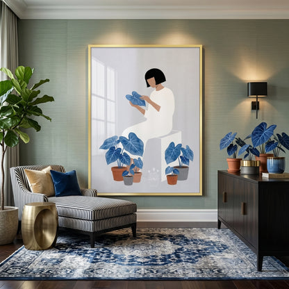 Minimalist Girl and Botanicals - Fine Art