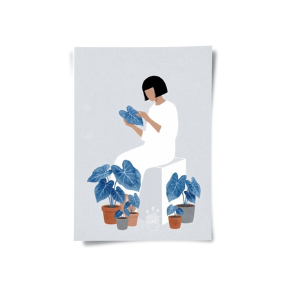 Minimalist Girl and Botanicals - Poster