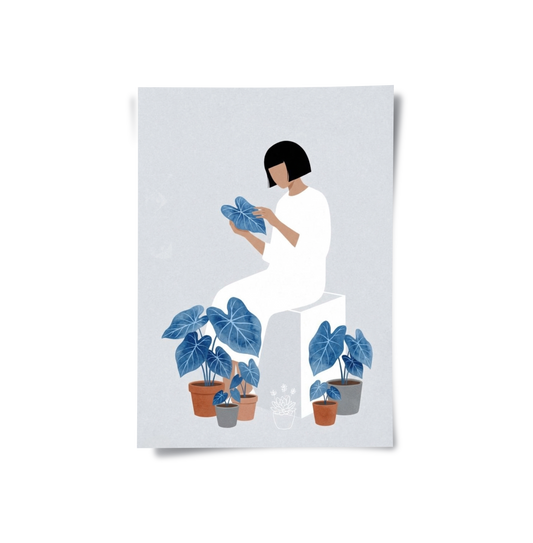 Minimalist Girl and Botanicals - Poster