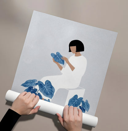 Minimalist Girl and Botanicals - Poster