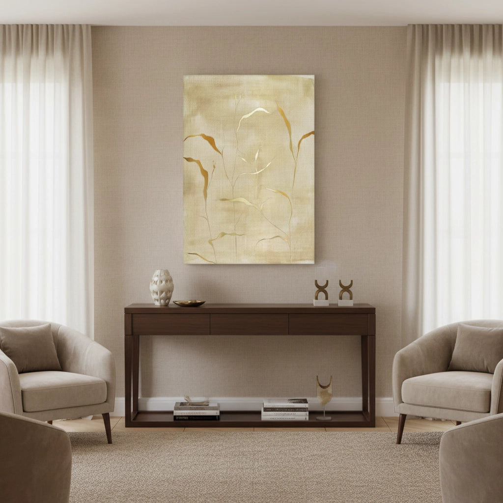 Minimalist Gold Grass Botanical - Canvas - Jasmineart.ae