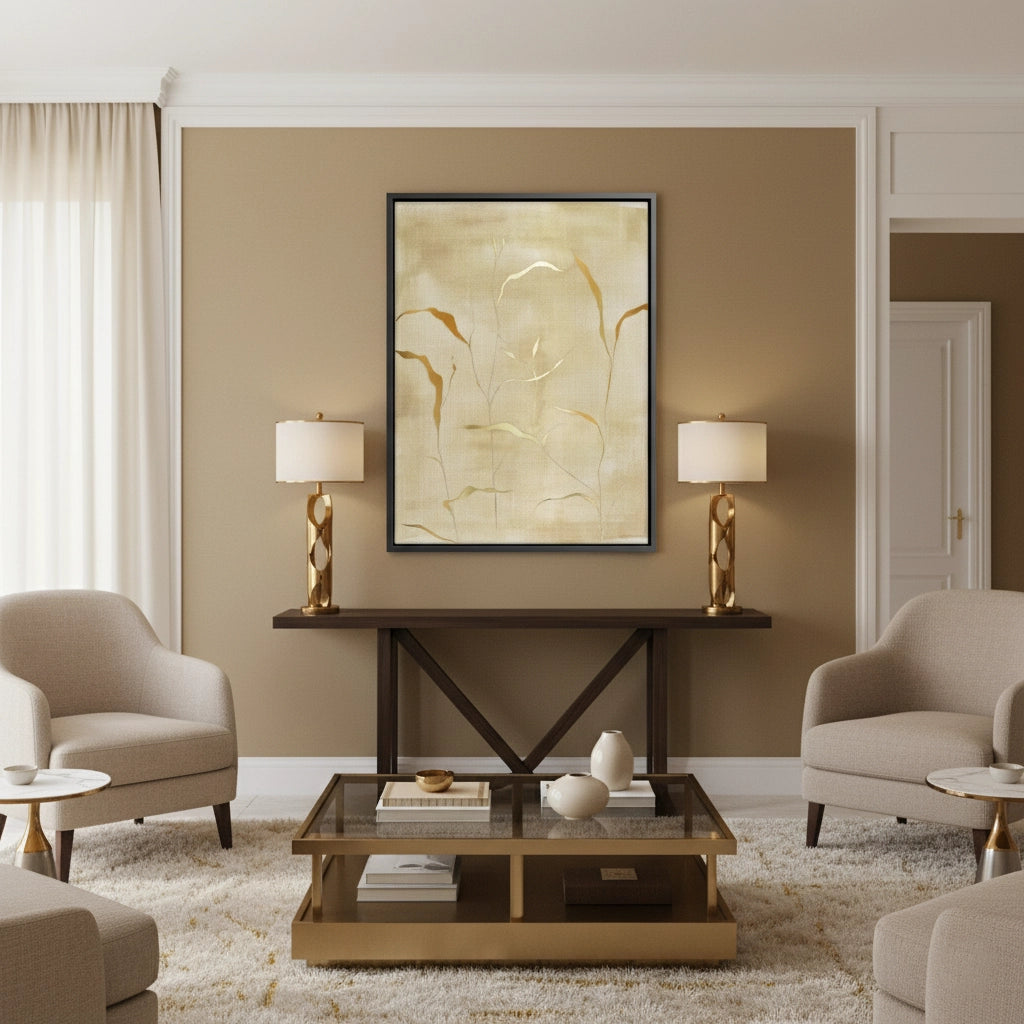 2Minimalist Gold Grass Botanical - Canvas