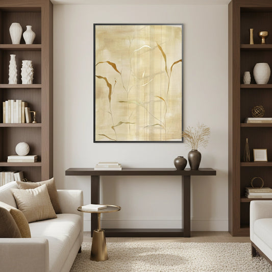 Minimalist Gold Grass Botanical - Fine Art