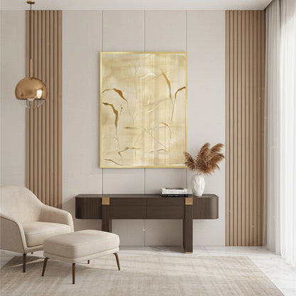 Minimalist Gold Grass Botanical - Fine Art