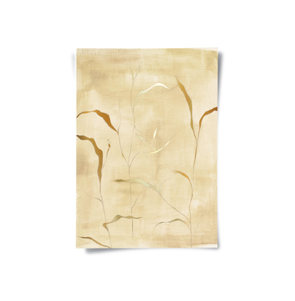 Minimalist Gold Grass Botanical - Poster