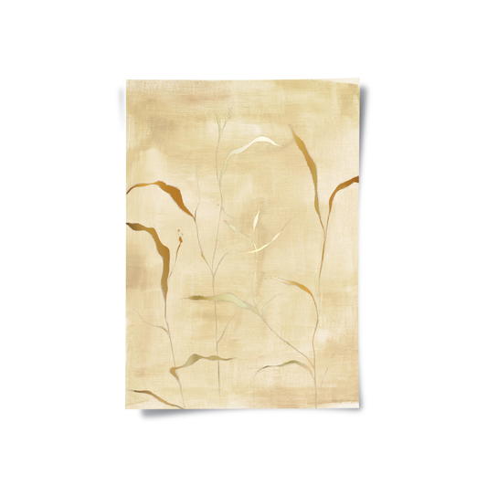 Minimalist Gold Grass Botanical - Poster