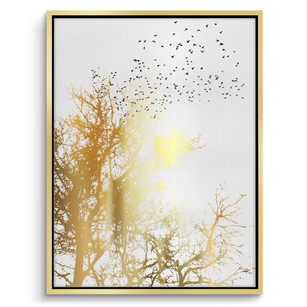 2Minimalist Gold Tree - Canvas