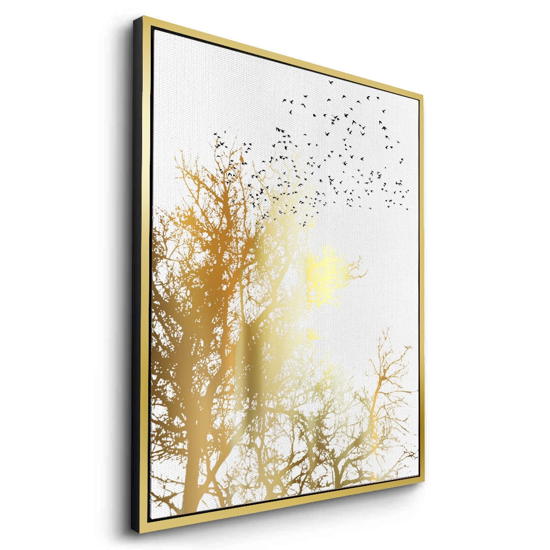 2Minimalist Gold Tree - Canvas