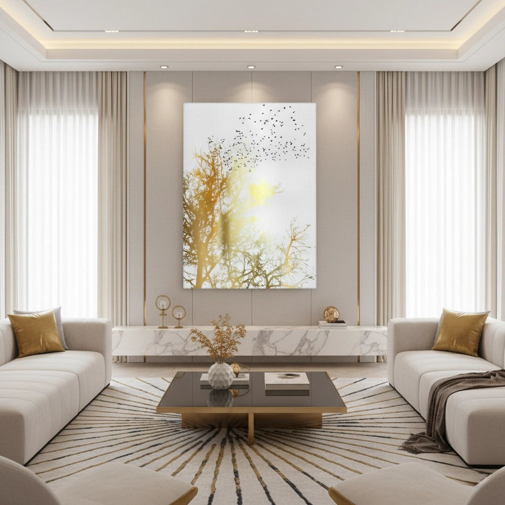 Minimalist Gold Tree - Canvas - Jasmineart.ae