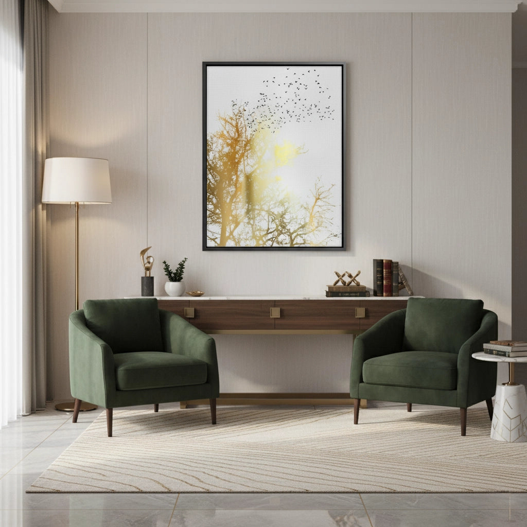 2Minimalist Gold Tree - Canvas