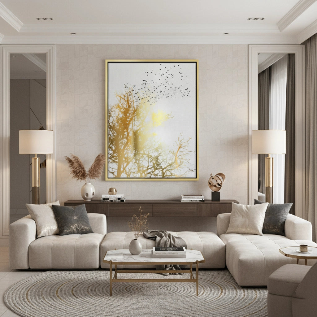 2Minimalist Gold Tree - Canvas