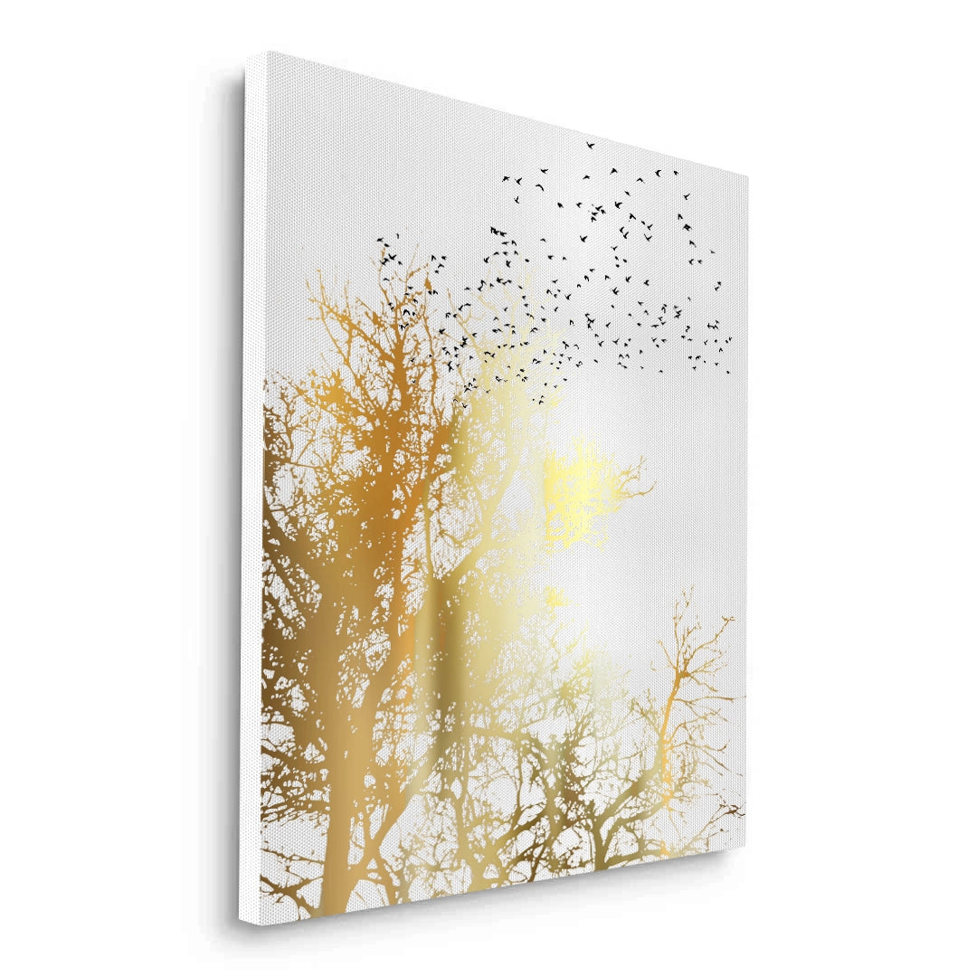 2Minimalist Gold Tree - Canvas