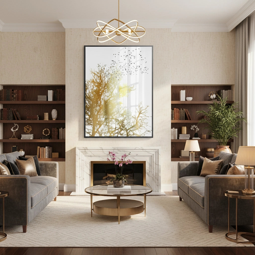 Minimalist Gold Tree - Fine Art - Jasmineart.ae