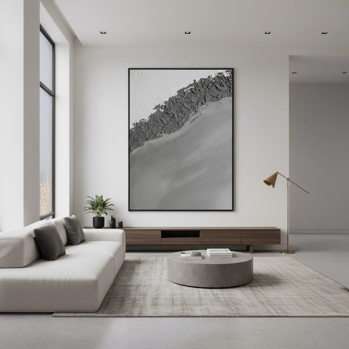 2Minimalist Grayscale Plaster Painting #MGPL440