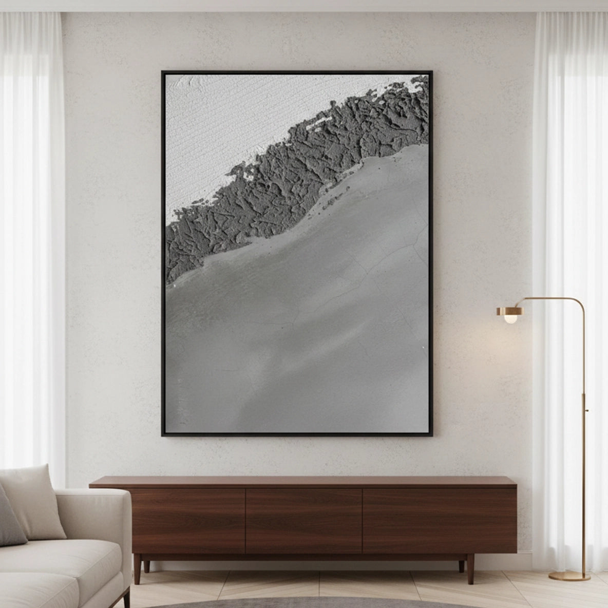 2Minimalist Grayscale Plaster Painting #MGPL440